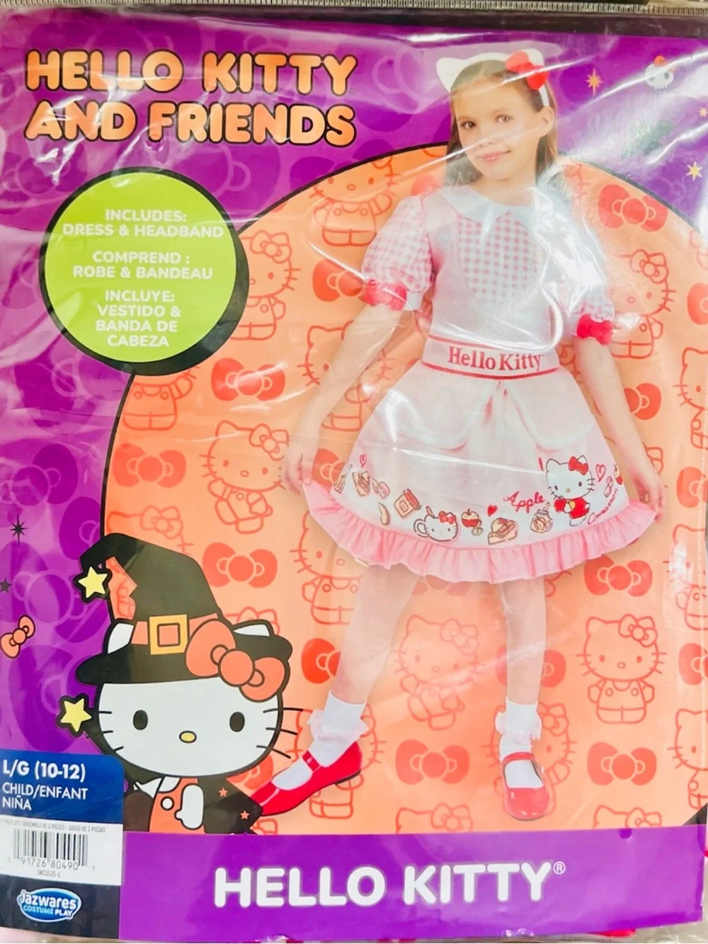 Hello Kitty Pink Girls Costume Dress with Headband Size L 10/12